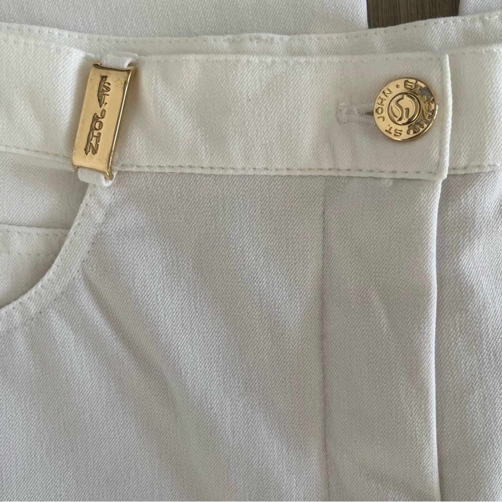 St. John Sport White Straight Leg Pants Stretch Trousers Sz 8 Workwear Coastal - Picture 6 of 13